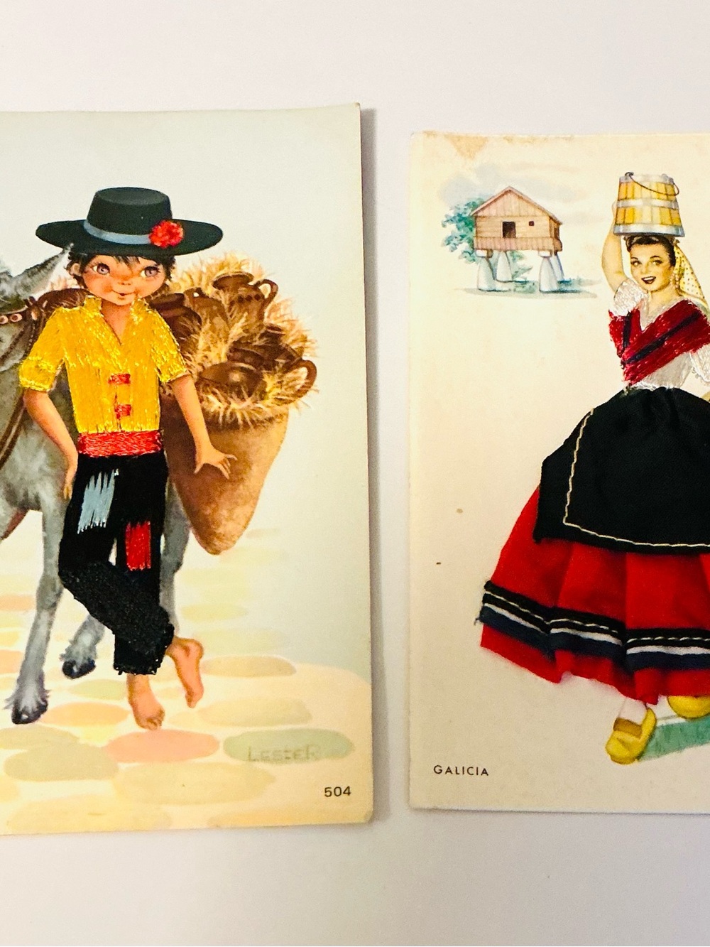 Vintage Spanish Embroidered Postcards